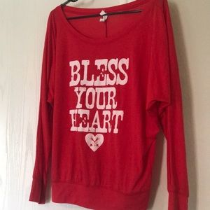 Long sleeve off the shoulder tee
